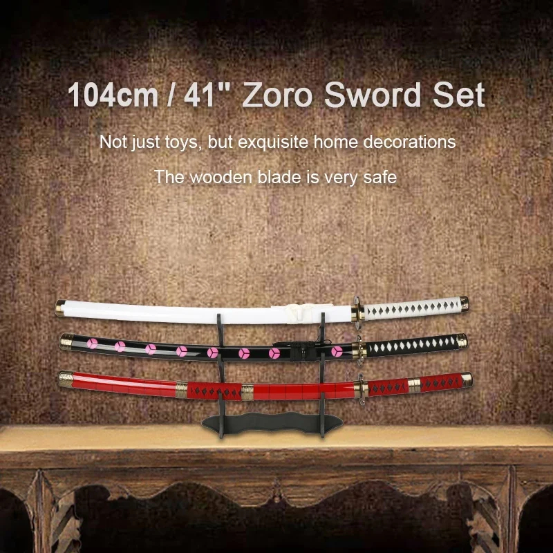 Cosplay Prop Katana - 2026 3-delige Roronoa Zoro Zwaarden 104cm